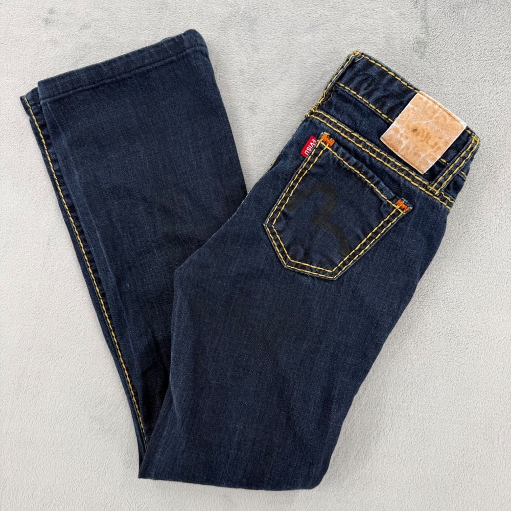 Vintage Y2K Evisu Womens Bootcut Jeans 26 Dark Wash Stretch Denim Korean Edit